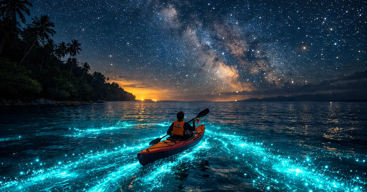 Bioluminescence night kayaking in Havelock